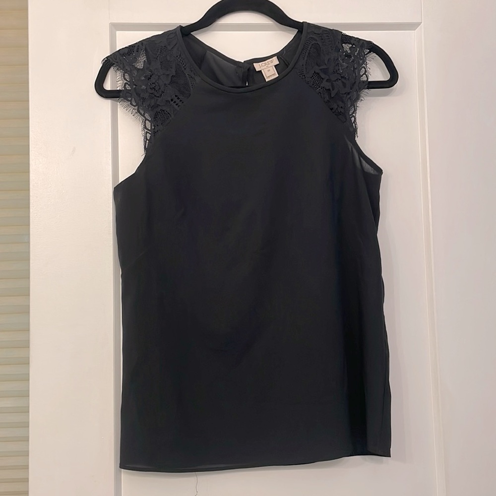 [J.Crew] lace cap sleeve top